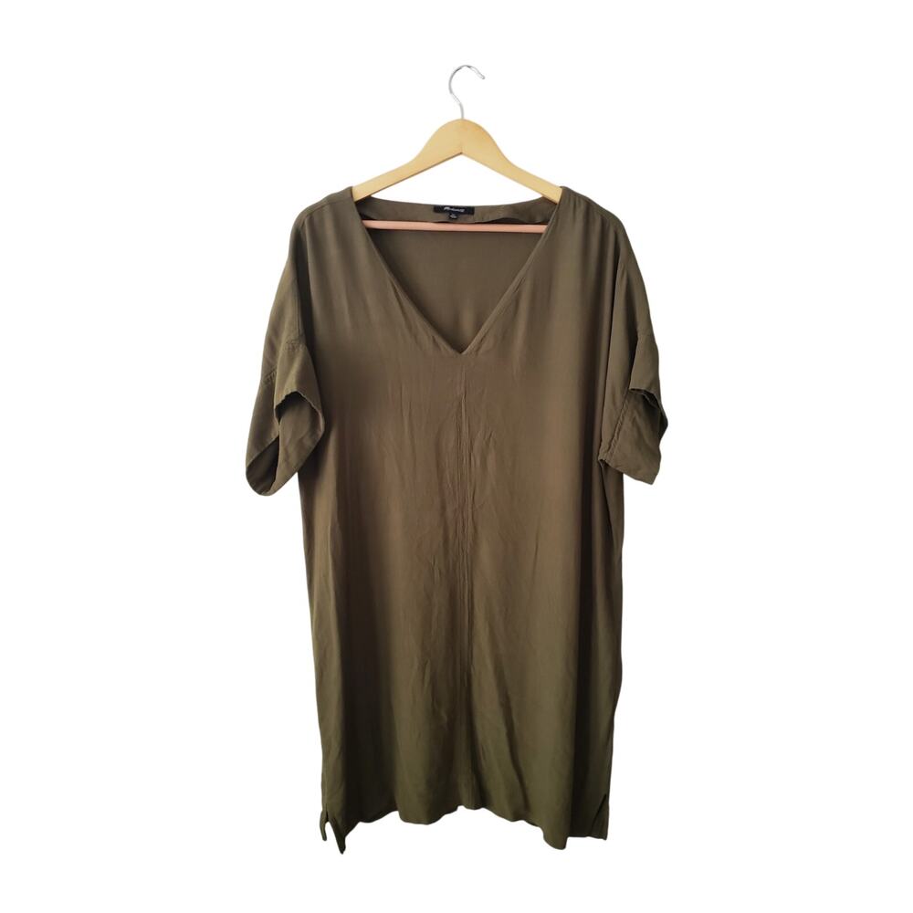 Madewell Olive Green V-Neck Mini Dress